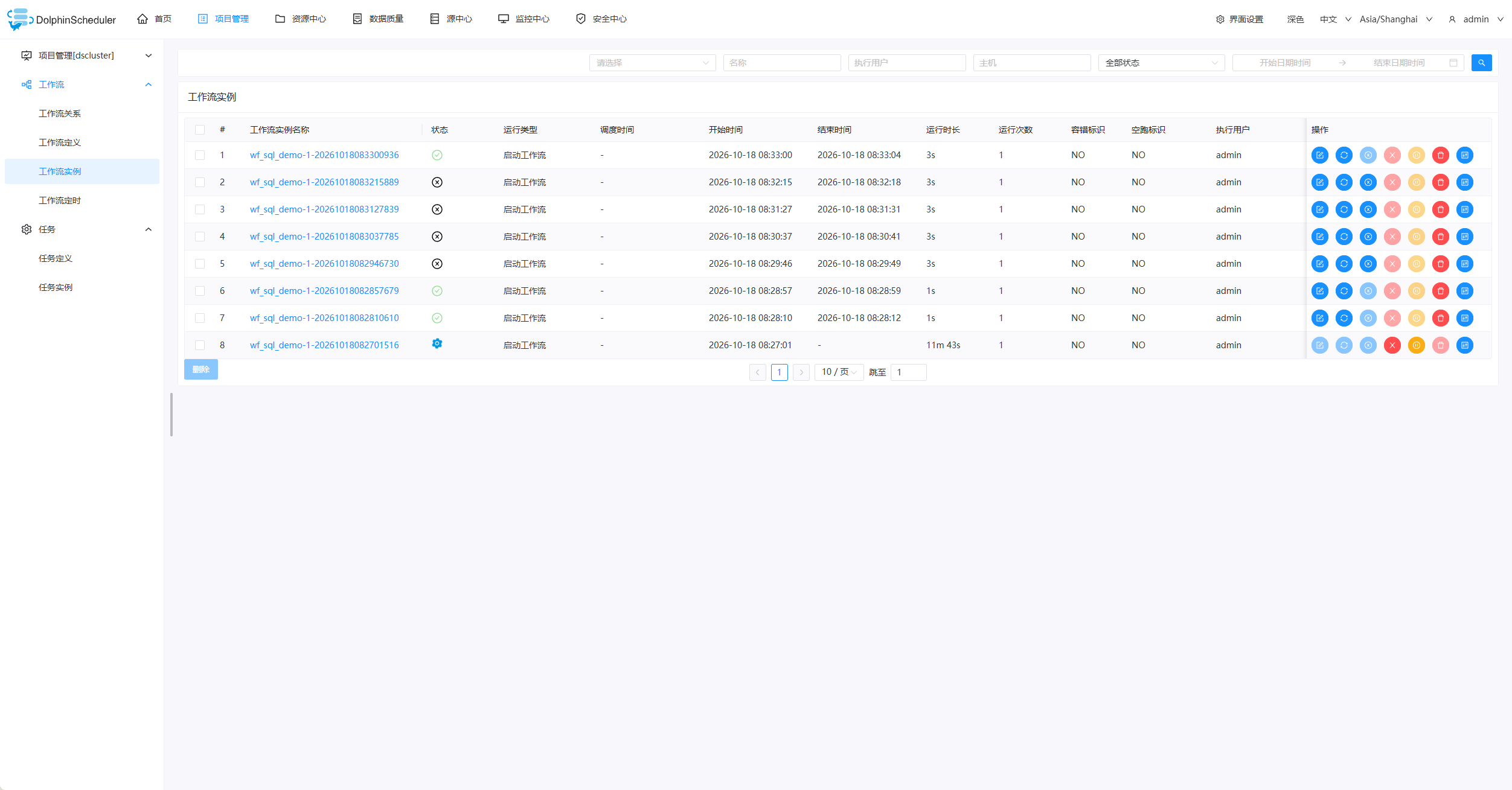 DolphinScheduler 工作流实例